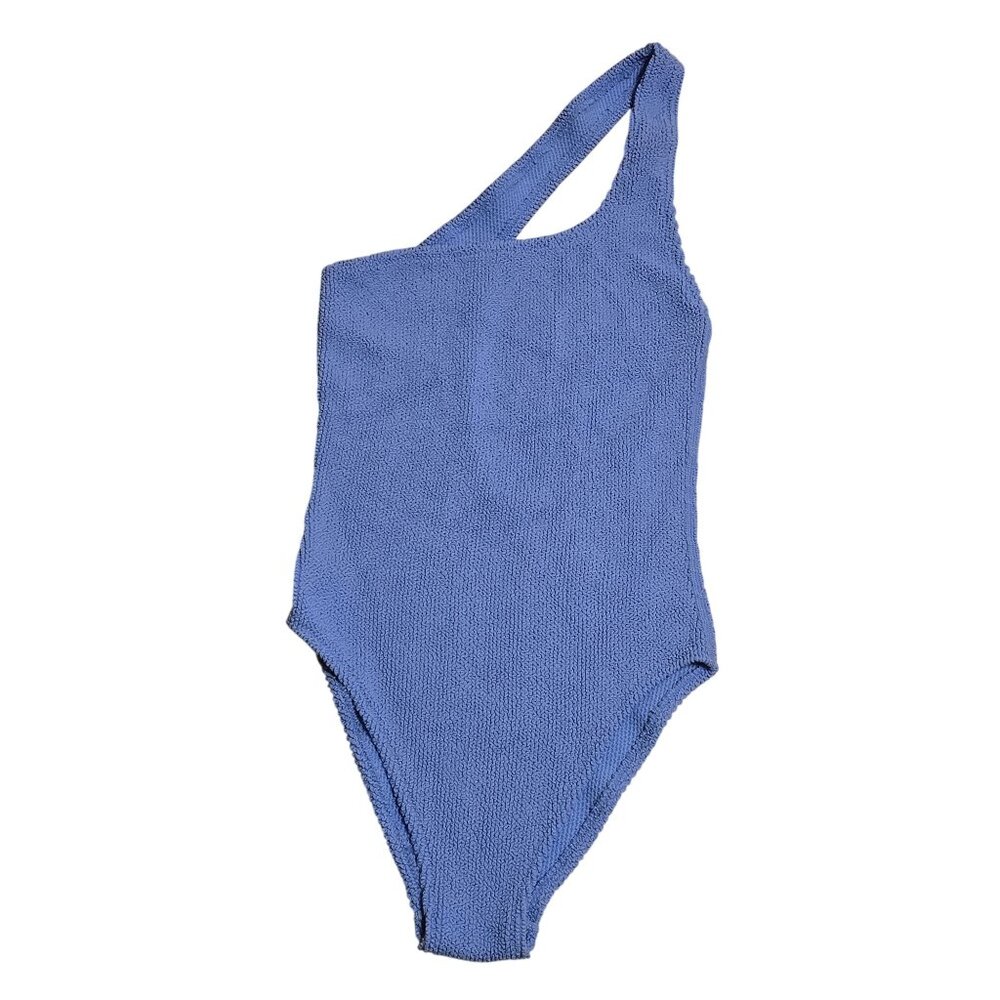 Victoria's Secret crinkle One-Shoulder Blue Textured Swimsuit SOFT vacation XL - Picture 4 of 10